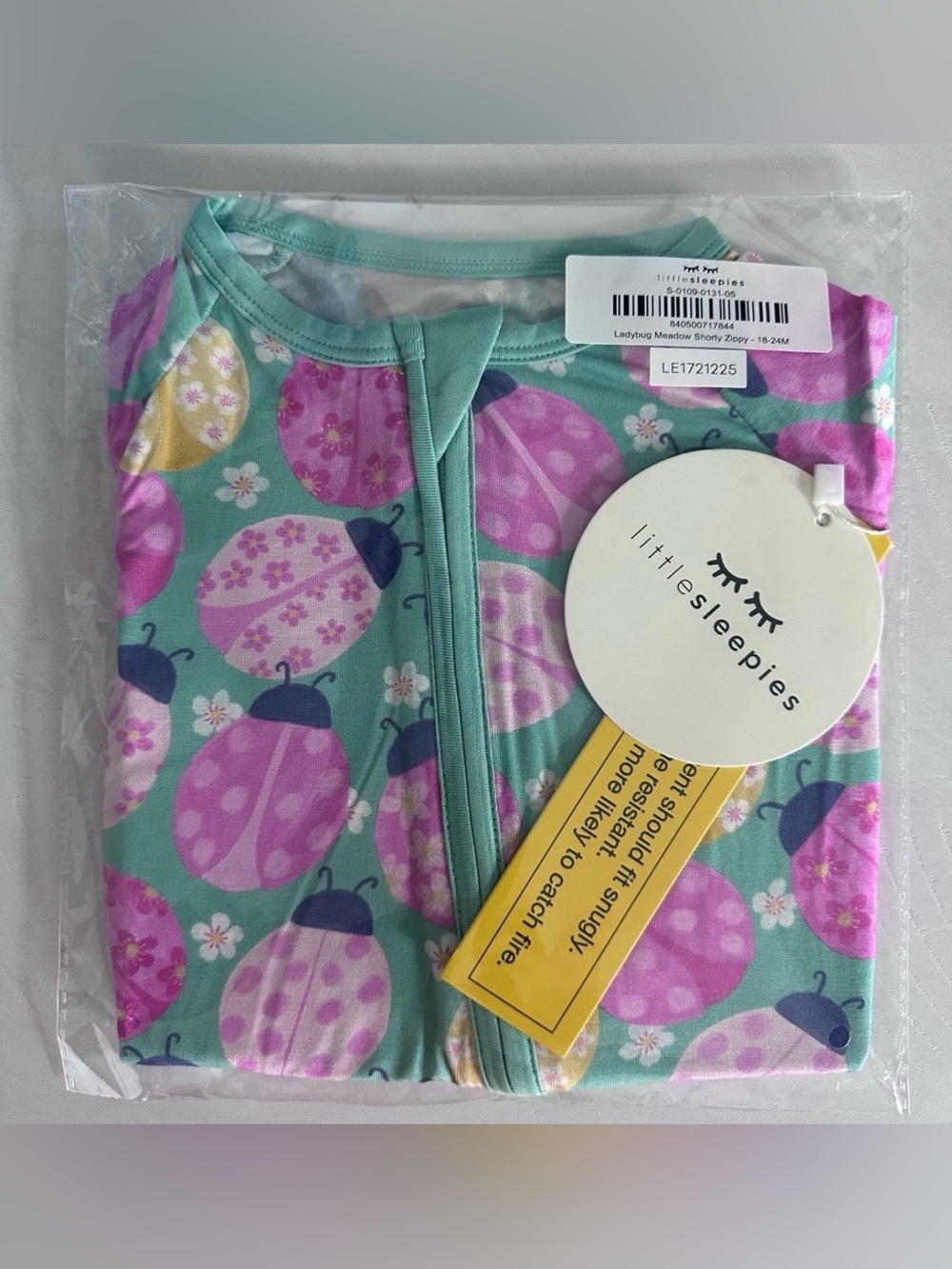 Little Sleepies Ladybug Meadow Shorty Bamboo Zippy Size 18-24 Months NWT